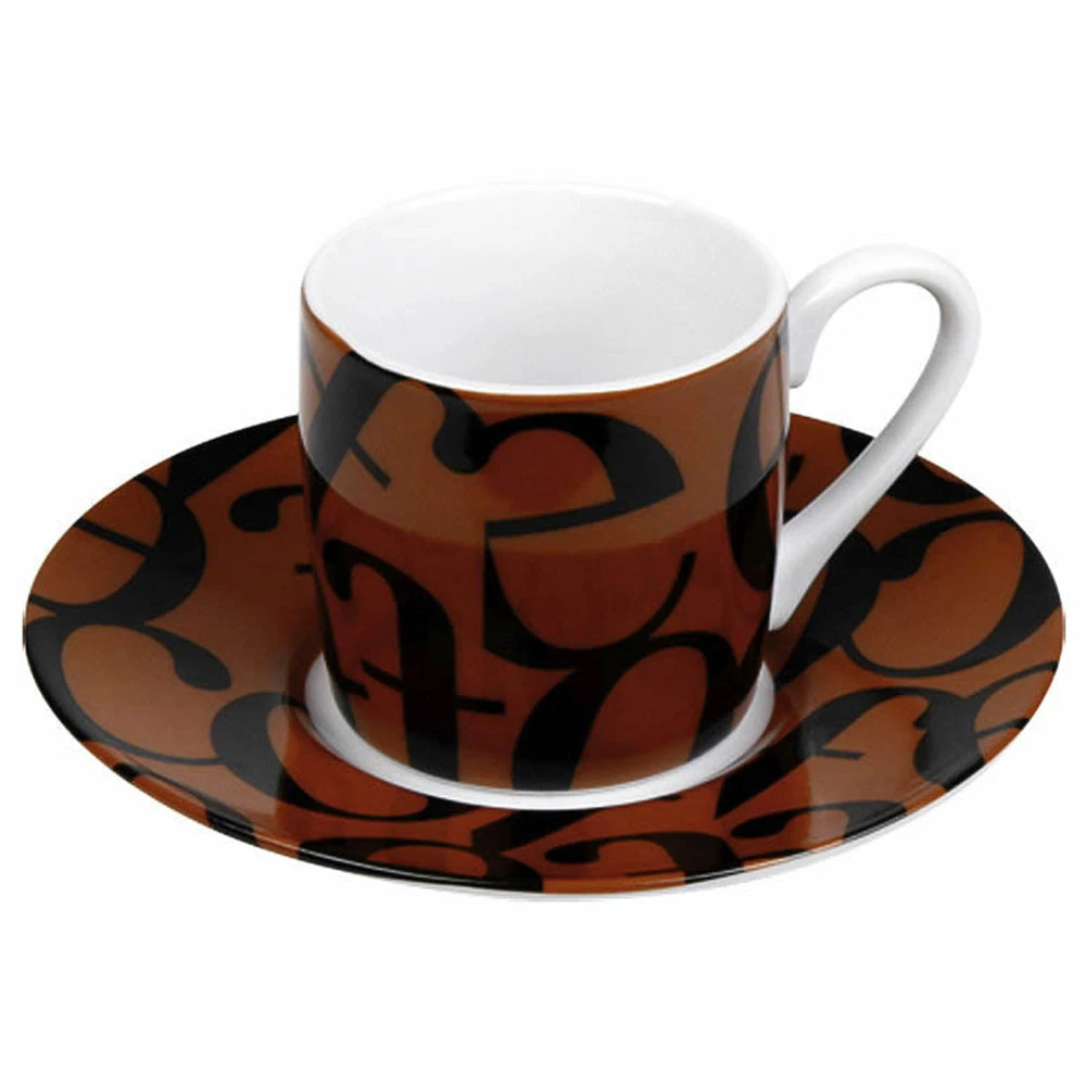Konitz 3oz Script Collage Espresso Cup And Saucer 3 Konitz 3oz Script Collage Espresso Cup And Saucer