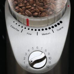 Capresso Infinity Plus Conical Burr Coffee Grinder In Metal -Gaggia Store 575.05InfinityPlusControlsHR