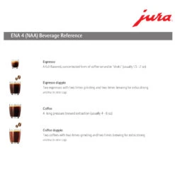 JURA ENA 4 Super-Automatic Espresso Machine - Full Metropolitan Black 15 JURA ENA 4 Super-Automatic Espresso Machine - Full Metropolitan Black -Gaggia Store ENA4 BeverageList