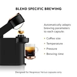 Nespresso Vertuo Next Premium Espresso Machine By DeLonghi With Aeroccino - Black Rose Gold 26 Nespresso Vertuo Next Premium Espresso Machine By DeLonghi With Aeroccino - Black Rose Gold -Gaggia Store ENV120BAEBlendSpecificBrewing
