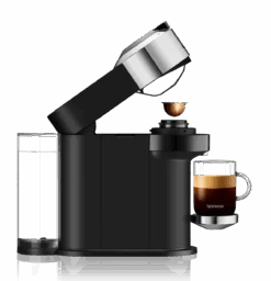 Nespresso Vertuo Next Deluxe Espresso Machine By DeLonghi With Aeroccino - Chrome 14 Nespresso Vertuo Next Deluxe Espresso Machine By DeLonghi With Aeroccino - Chrome -Gaggia Store ENV120CAE Vertuo Next D Pure Chrome Delonghi Side Open Head