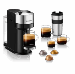 Nespresso Vertuo Next Deluxe Espresso Machine By DeLonghi - Chrome -Gaggia Store ENV120C Vertuo Next D Pure Chrome Delonghi 3Quarter Travel Mug