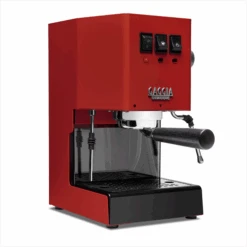 Gaggia Classic Evo Pro Espresso Machine In Cherry Red With Blackened Oak