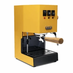 Gaggia Classic Evo Pro Espresso Machine In Sunshine Yellow With Olive Wood -Gaggia Store GACLASSICEVOPROYLWOW Yellow Olive Single EVO 2082
