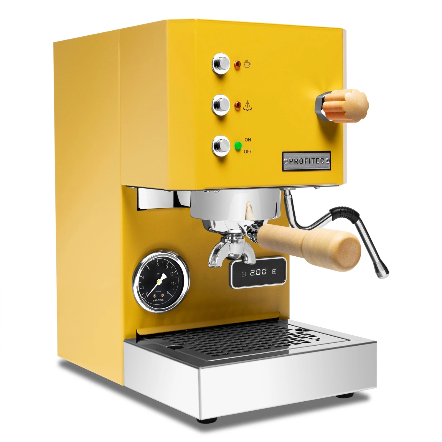 Profitec GO Espresso Machine - Yellow With Tiger Maple 3 Profitec GO Espresso Machine - Yellow With Tiger Maple