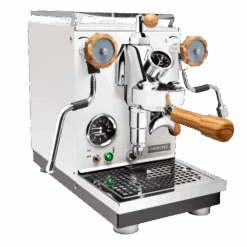 Profitec Pro 400 Espresso Machine In Matte White With Flow Control And Olive Wood
