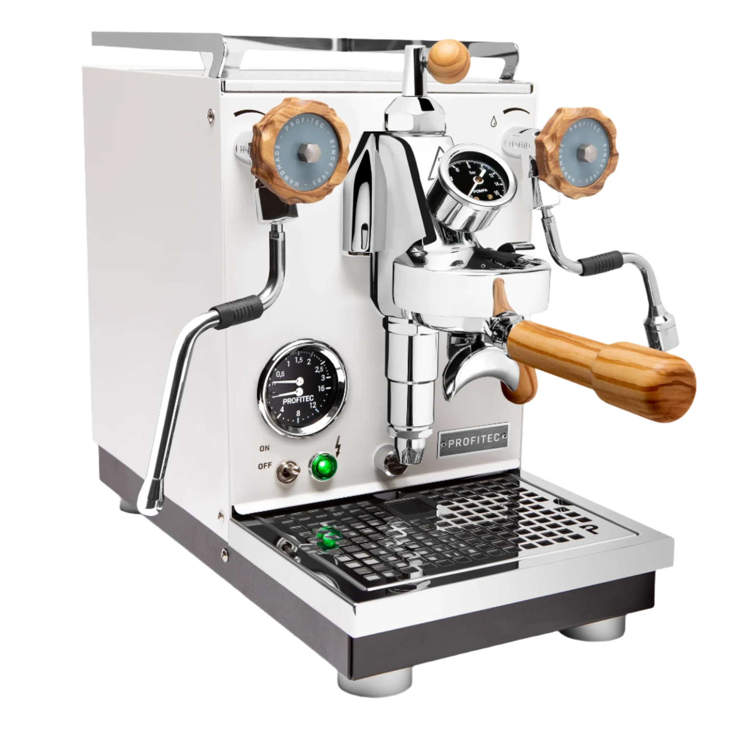 Profitec Pro 400 Espresso Machine In Matte White With Flow Control And Olive Wood 3 Profitec Pro 400 Espresso Machine In Matte White With Flow Control And Olive Wood