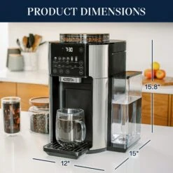 DeLonghi TrueBrew Drip Coffee Maker - Stainless/Black -Gaggia Store TrueBrew CAM51025MB PowerImage ProductDimensions