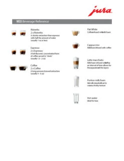 JURA WE8 Professional Automatic Coffee Machine -Gaggia Store WE8 Beverage Ref