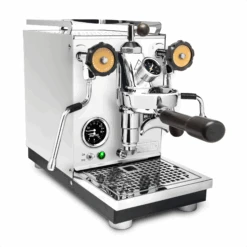 Profitec Pro 400 Espresso Machine In Matte White With Flow Control And Blackened Oak -Gaggia Store White Oak Orange FC
