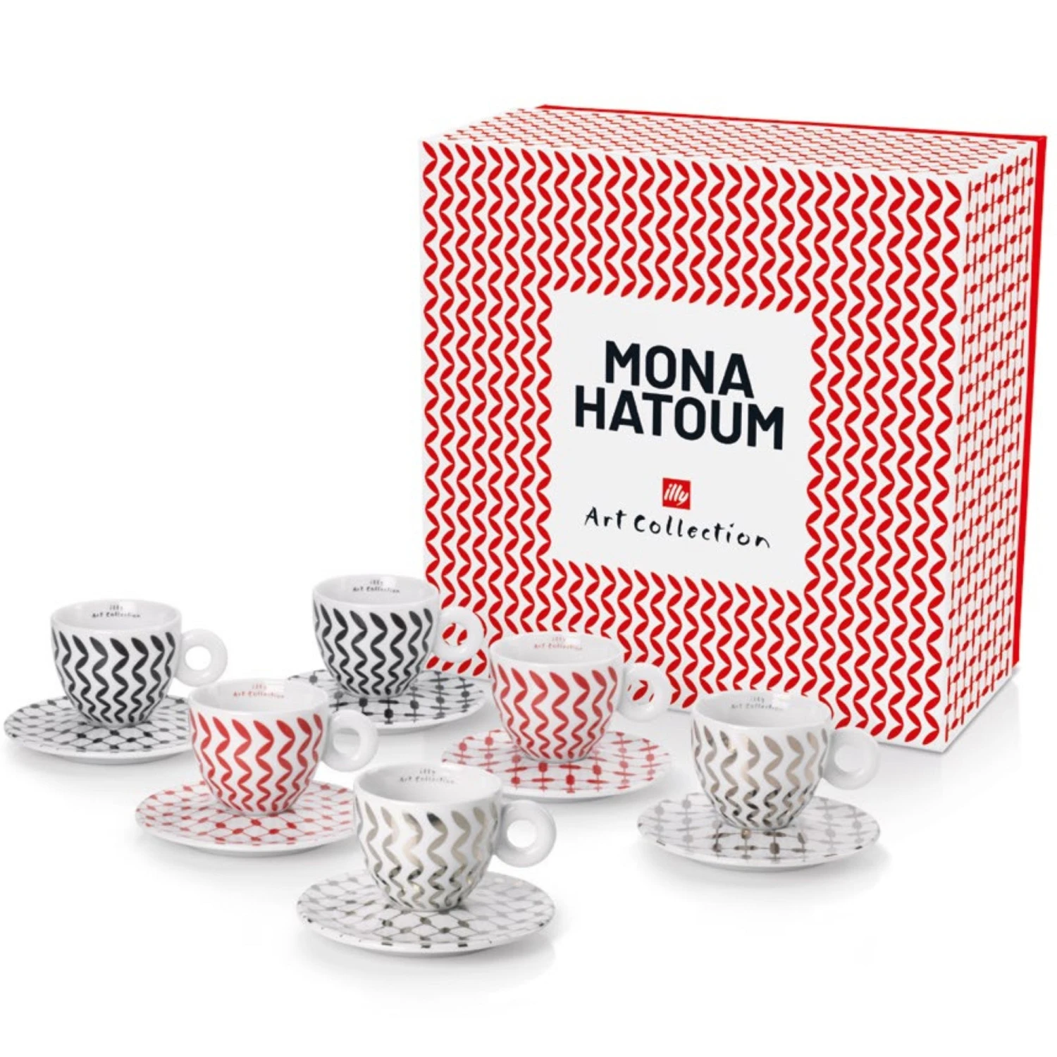 Illy Mona Hatoum Set Of 6 Cappuccino Cups And Saucers 3 Illy Mona Hatoum Set Of 6 Cappuccino Cups And Saucers