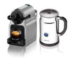 Nespresso Inissia D40 In Silver And Aeroccino Plus