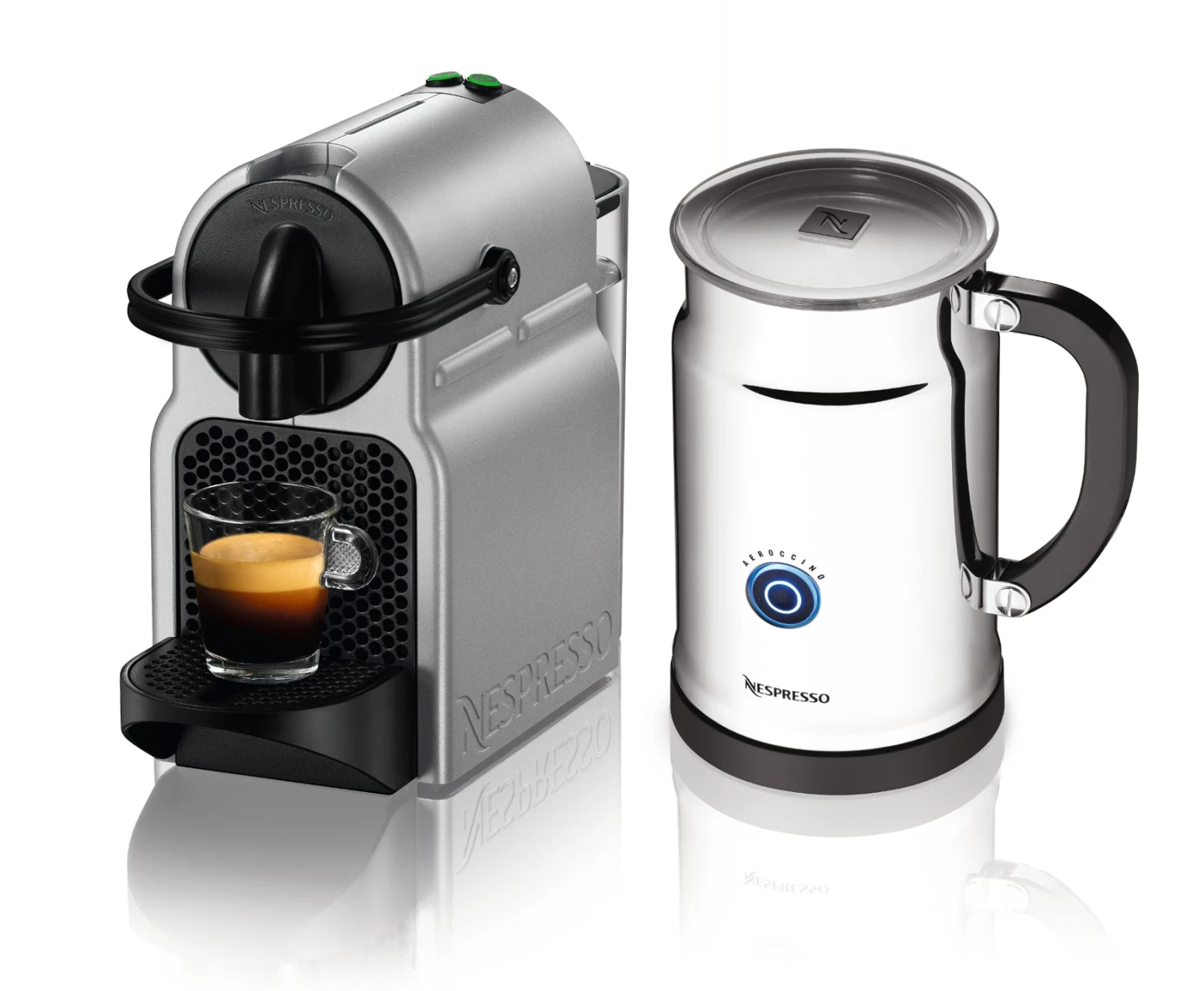 Nespresso Inissia D40 In Silver And Aeroccino Plus 3 Nespresso Inissia D40 In Silver And Aeroccino Plus